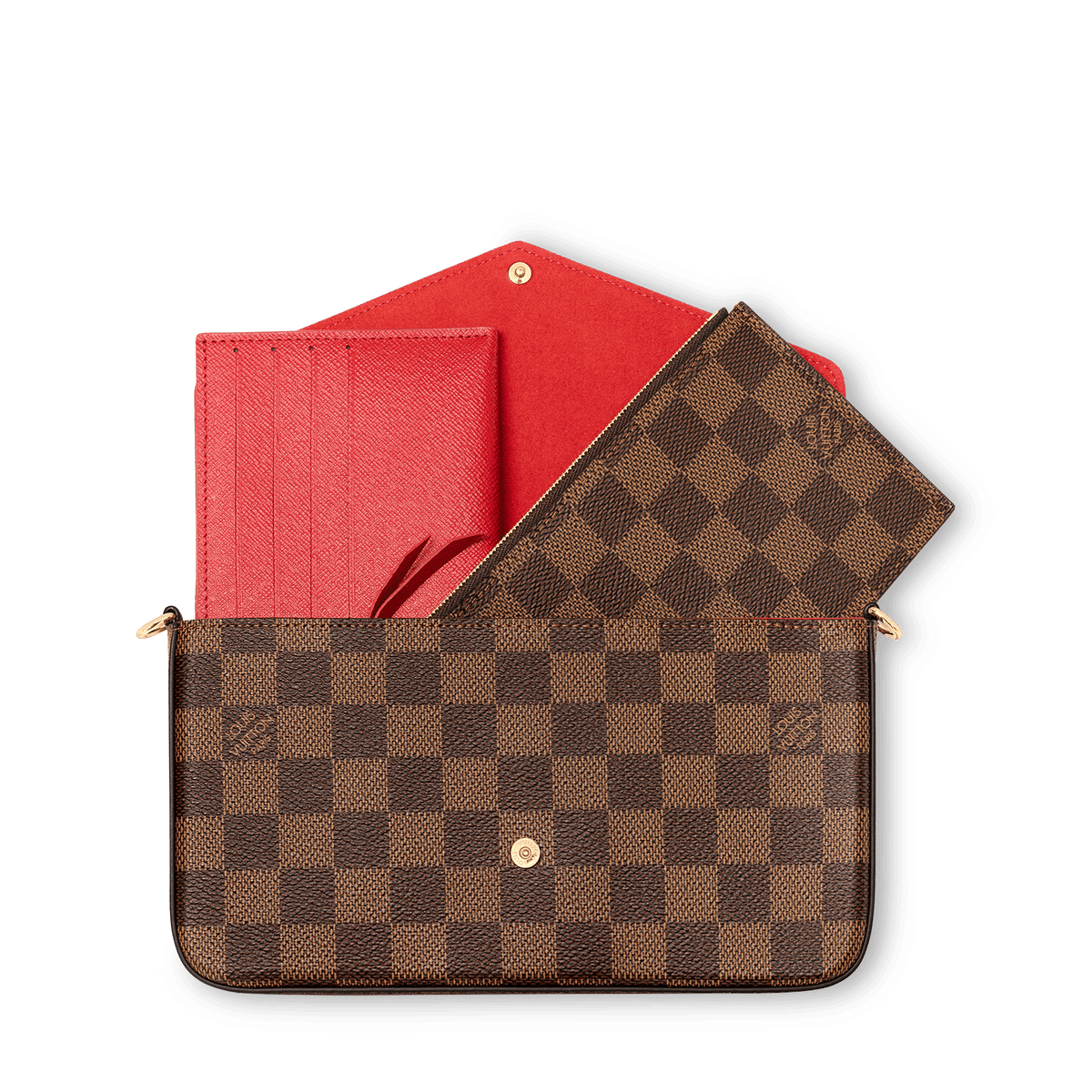 Pochette Félicie Damier Ebene Coated Canvas Chain Wallet N40492 For Women