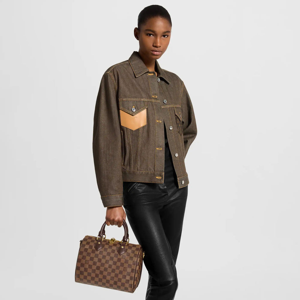 Speedy Bandoulière 25 Damier Ebene Dark Chocolate Shoulder Bag For Women