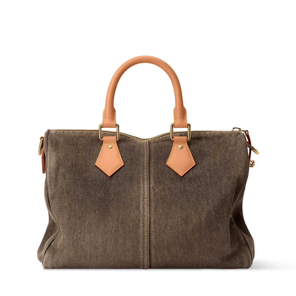 Brown Cowhide Leather & Denim Handbag product image 4
