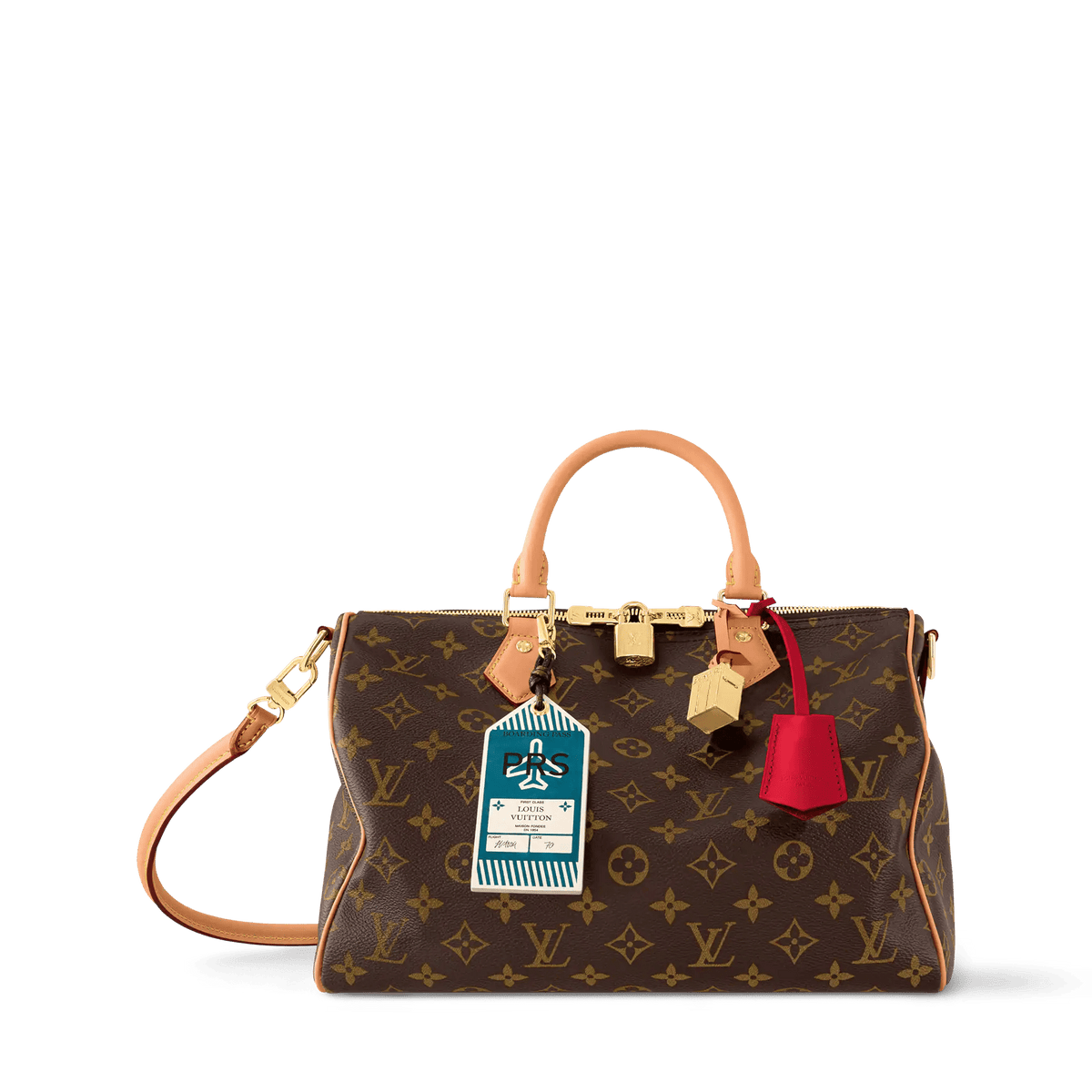 Speedy Soft 30 Crafty Monogram Red Tote Bag For Women