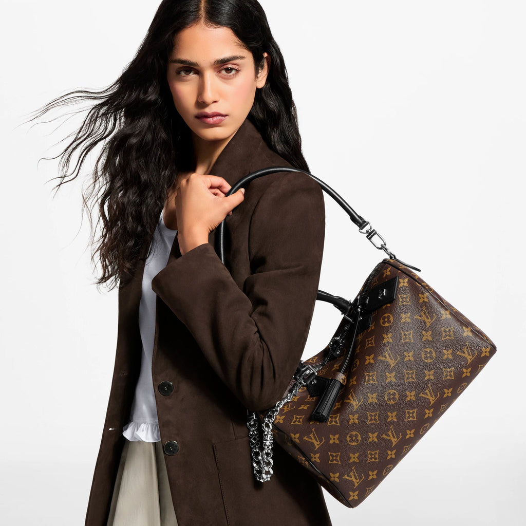 Speedy Soft 30 Dark Monogram Coated Canvas Handbag M12243 For Women