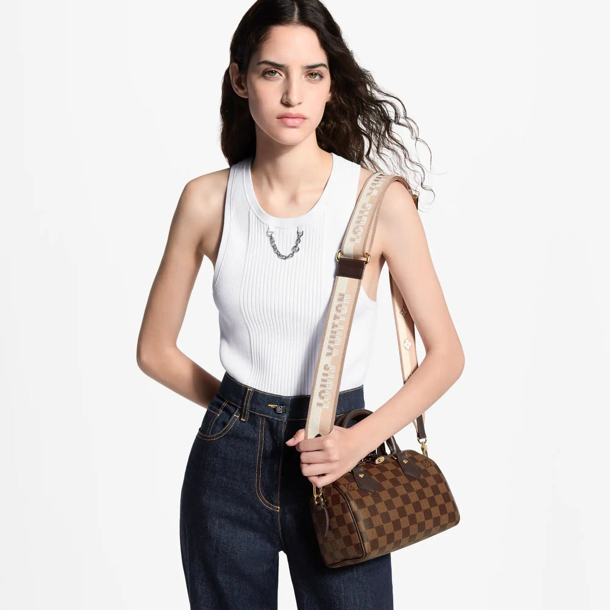 Speedy Bandoulière 20 Damier Ebene Handbag N40489 For Women