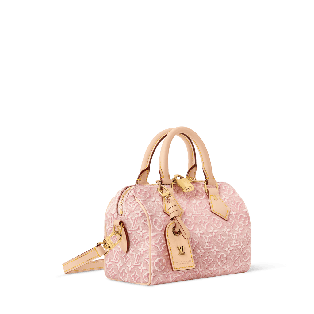 Speedy Bandoulière 20 Monogram Emblème Rose Ruban Bag For Women