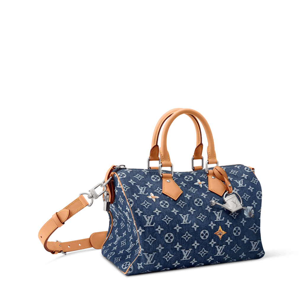 Speedy 30 Bandoulière Bag Monogram Flowers Denim Shoes For Men