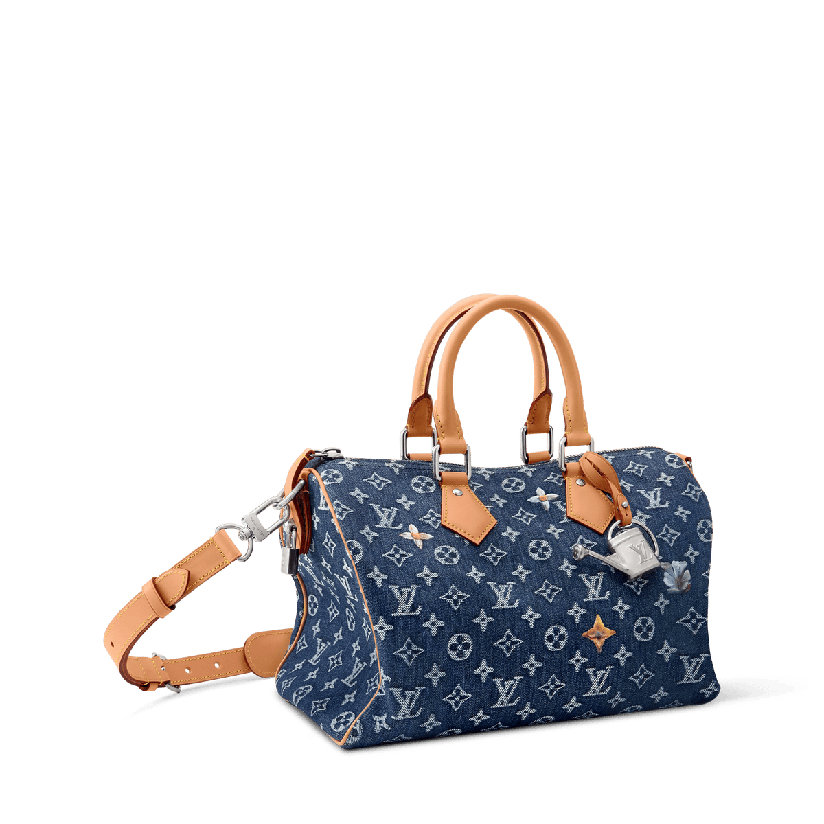 Speedy 30 Bandoulière Bag Monogram Flowers Denim Shoes For Men