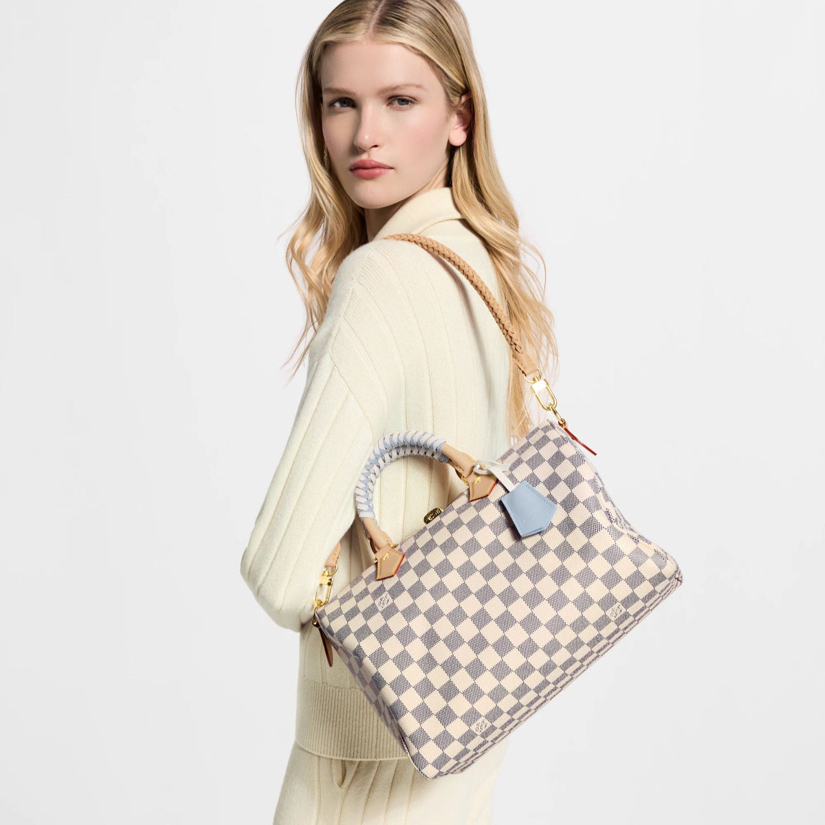 Speedy Soft 30 Damier Azur Bleu Olympe Coated Canvas Handbag N40908 For Women