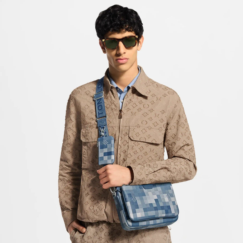 Trio Messenger Bag Indigo Shoes For Men
