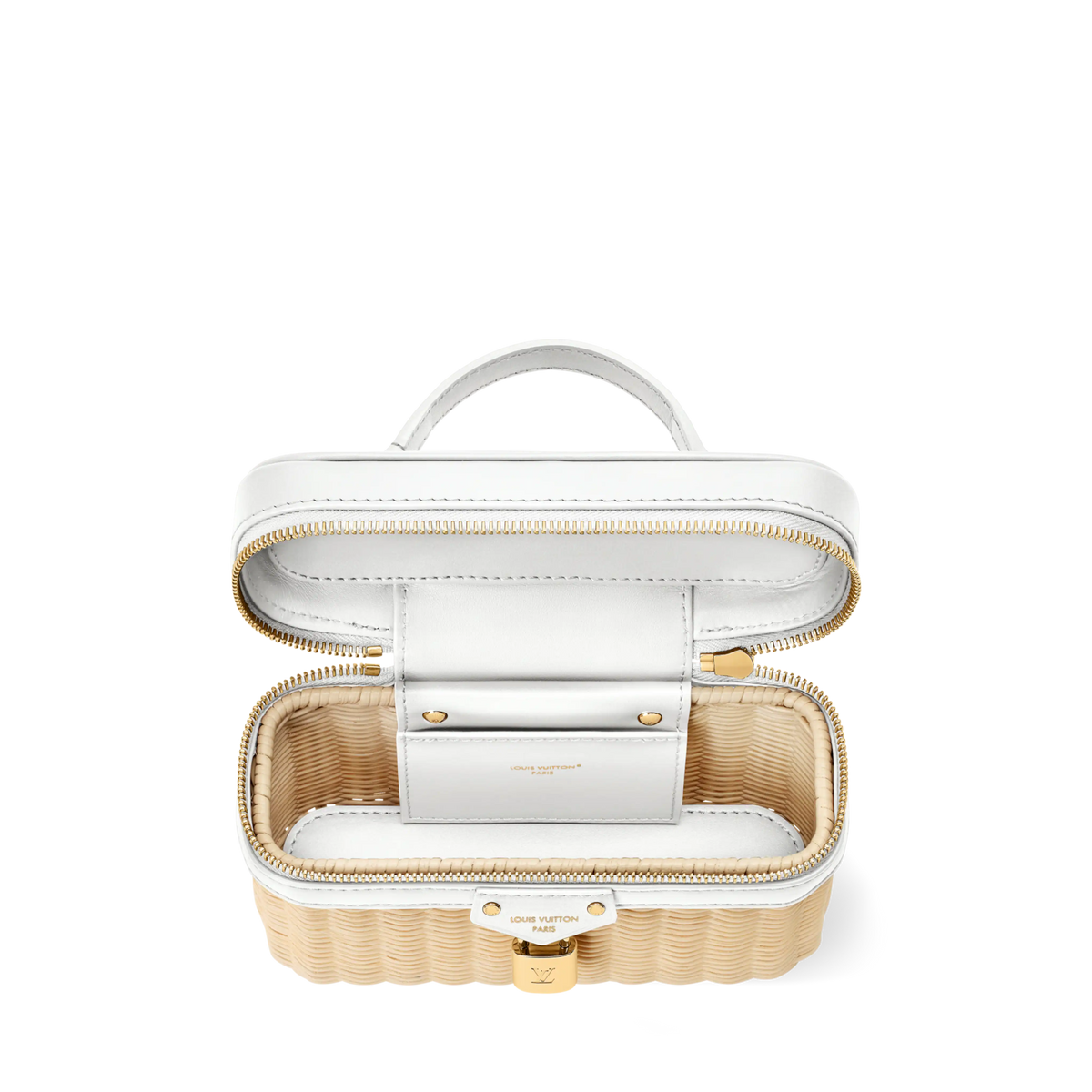 Vanity Chain Crossbody Pouch Rattan Leather Snow Gold-Toned Hardware