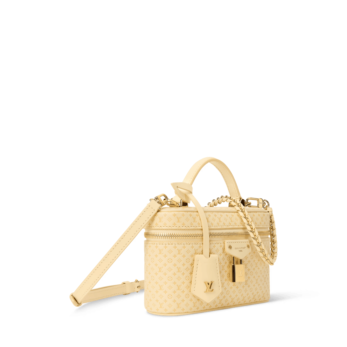 Vanity Chain Crossbody Pouch Banana Calfskin Leather Gold-Toned Hardware