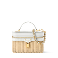 Vanity Chain Crossbody Pouch Rattan Leather Snow Gold-Toned Hardware