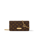 Wallet On Chain Lily Monogram Coated Canvas Gold-Color Hardware