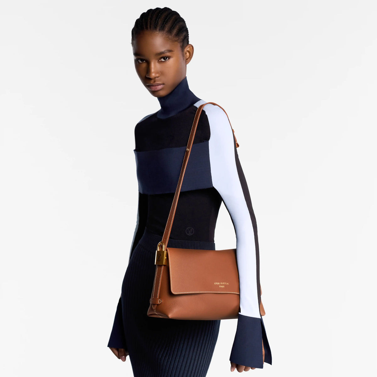Low Key Messenger Cognac Calfskin Leather Flap Bag M13151 For Women