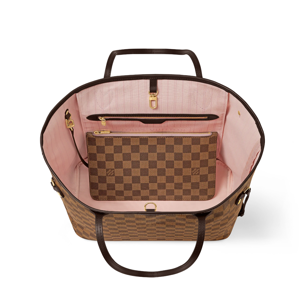 Neverfull MM Damier Ebene Rose Ballerine Tote Bag For Women
