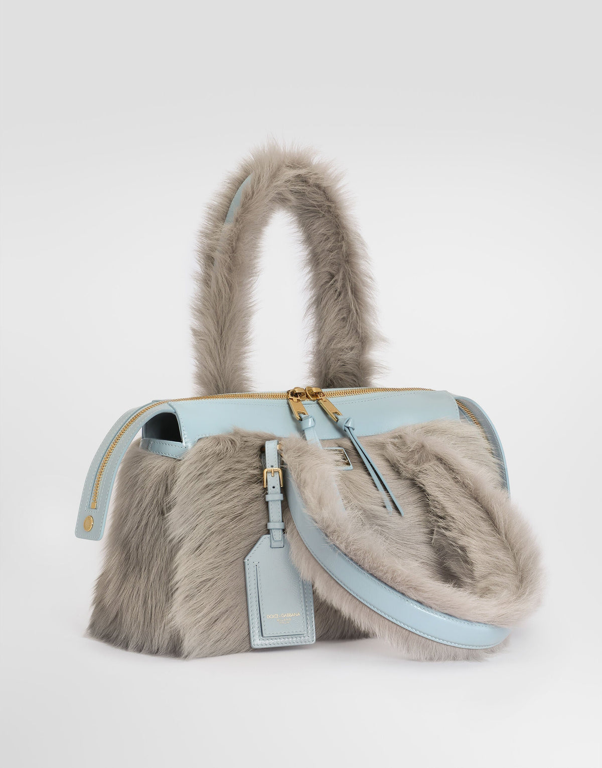 Vittoria Shoulder Luxury Handbag Shearling Calfskin Multicolor Vintage Brass Hardware