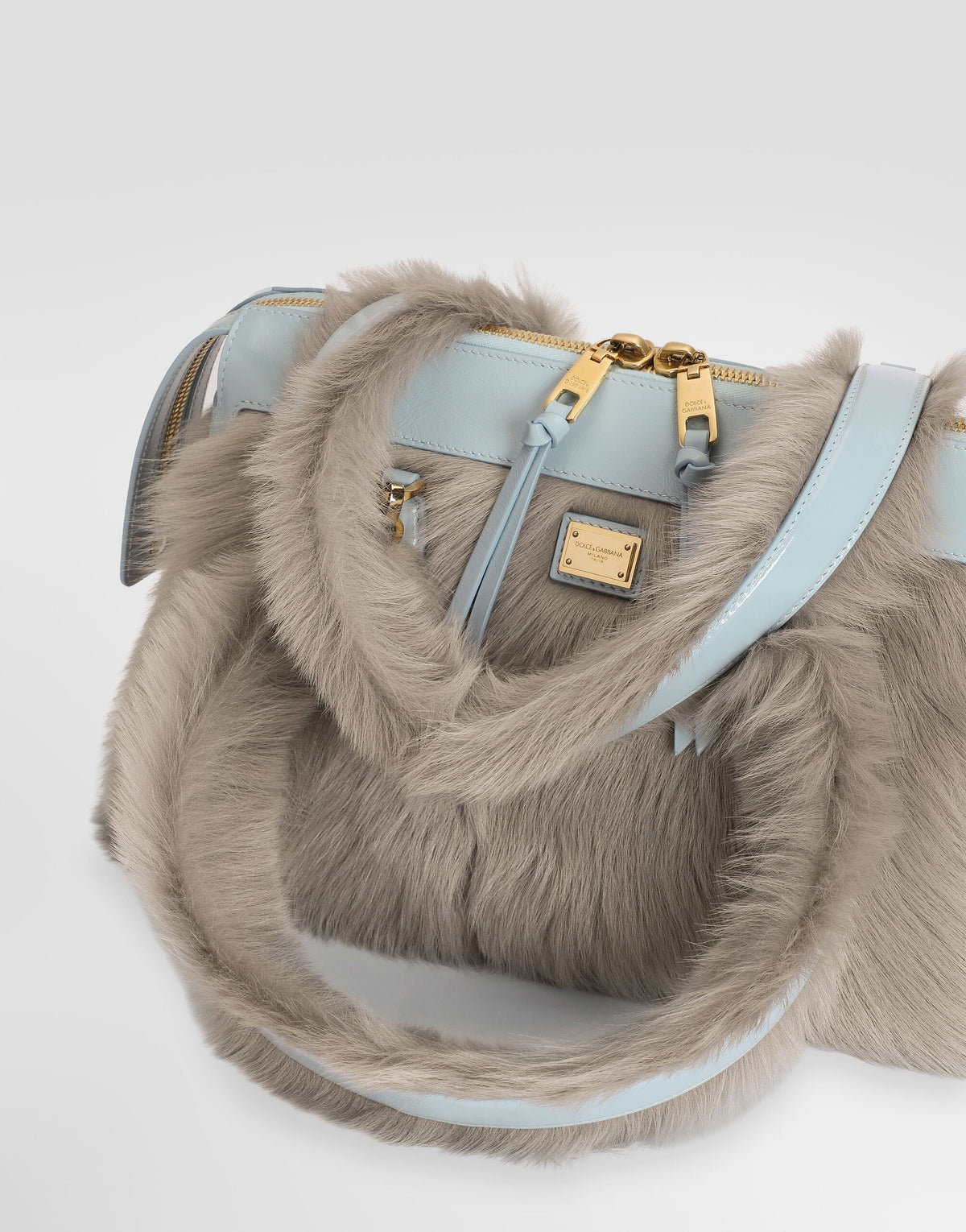 Vittoria Shoulder Luxury Handbag Shearling Calfskin Multicolor Vintage Brass Hardware