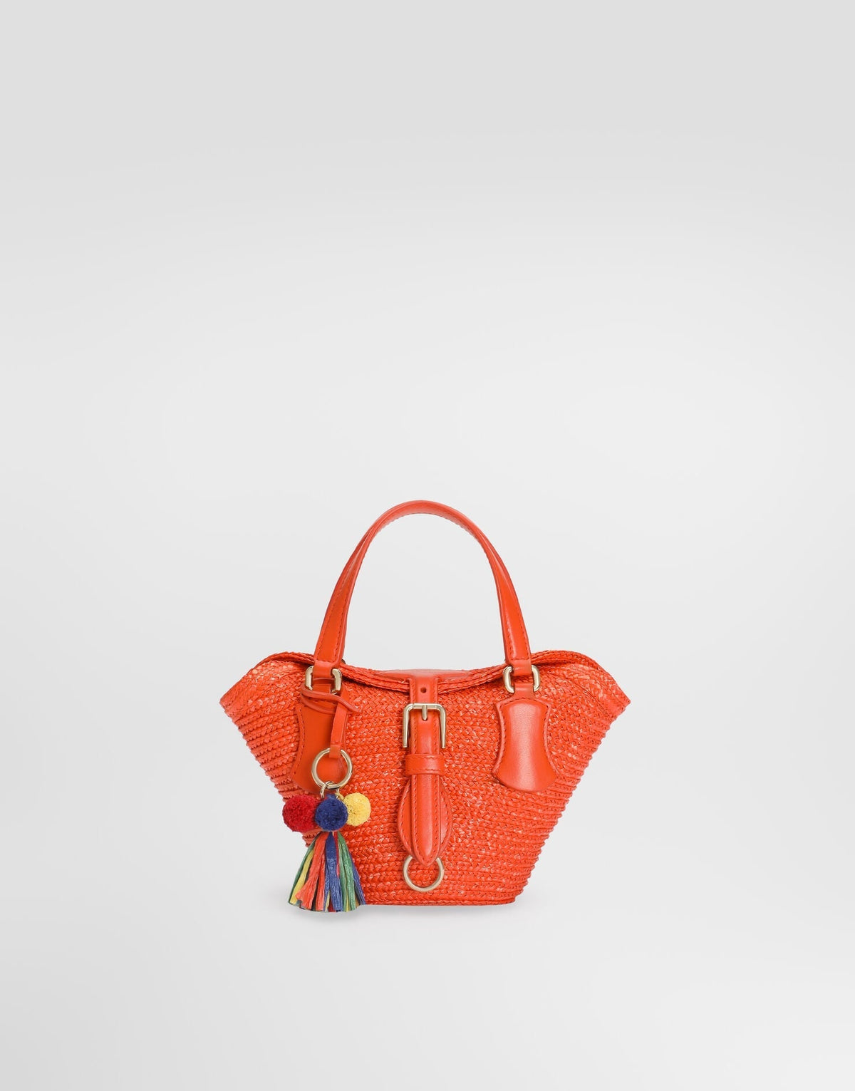 Coffa Capri Designer Shoulder Tote Raffia Multi-colored Gold-Toned Hardware