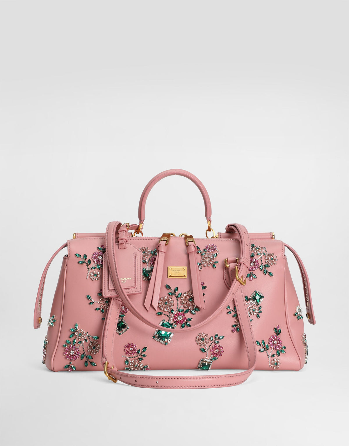Medium Vittoria Handbag with Embroidery Multicolor Vintage Brass Hardware
