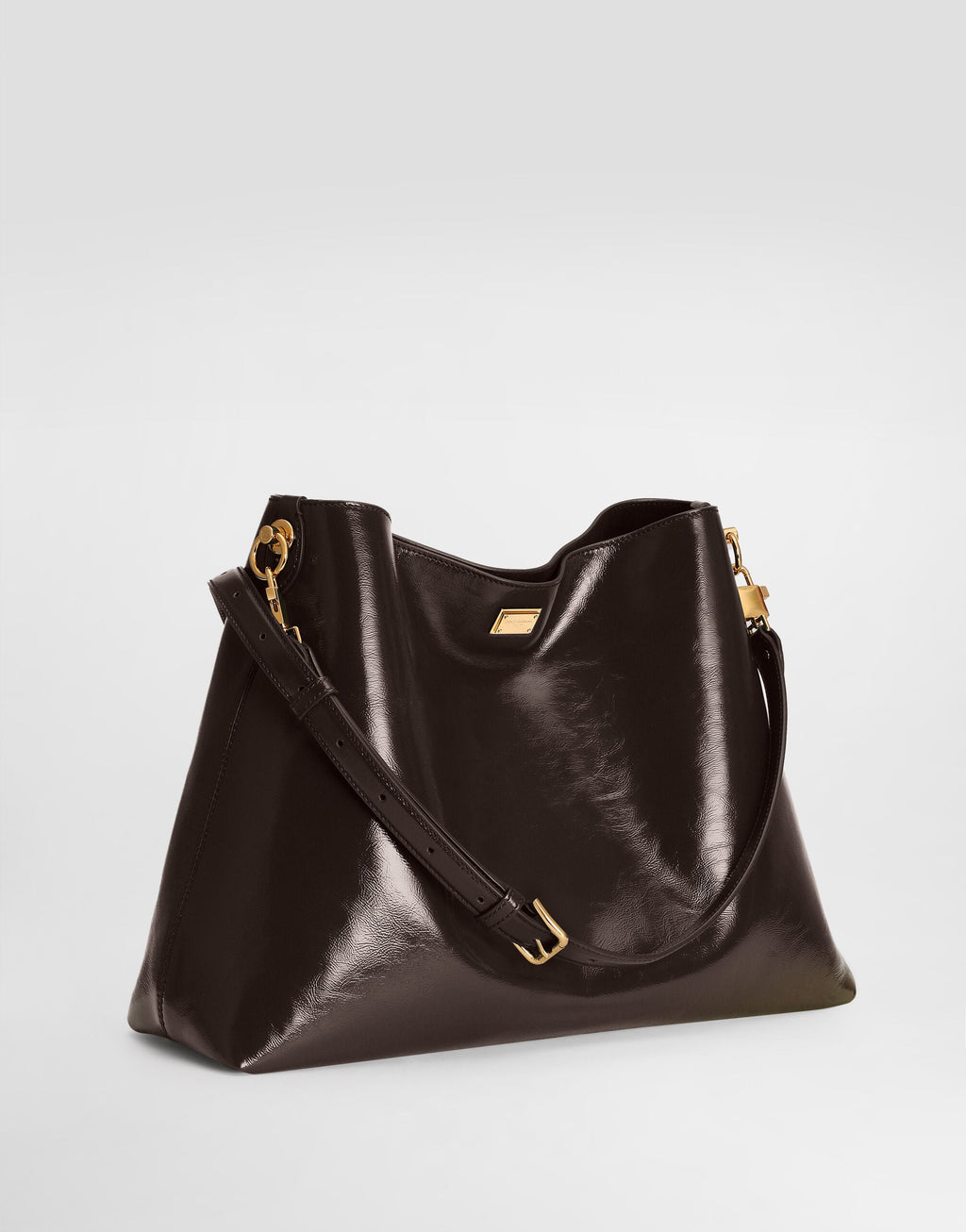 Large Vittoria Shoulder Luxury Handbag Calfskin Brown Vintage Brass Hardware