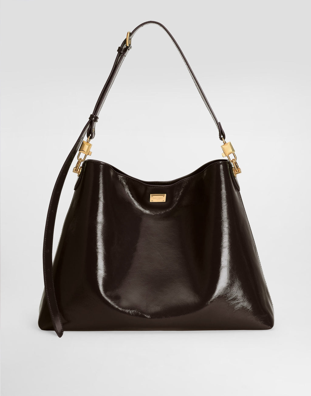 Large Vittoria Shoulder Luxury Handbag Calfskin Brown Vintage Brass Hardware