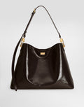 Large Vittoria Shoulder Luxury Handbag Calfskin Brown Vintage Brass Hardware